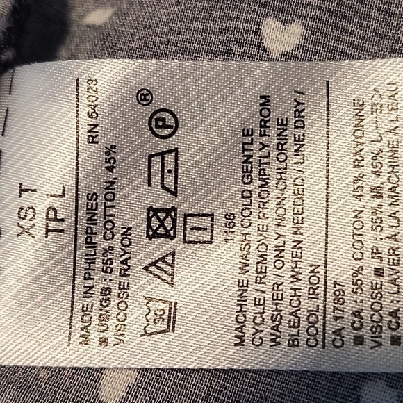 Banana Republic V-Neck Cotton Heart Print Elastic Waist Dress - Size XS Tall - Picture 8 of 8